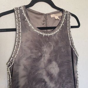 Dark grey tie-dye dress w/ side & collar beading